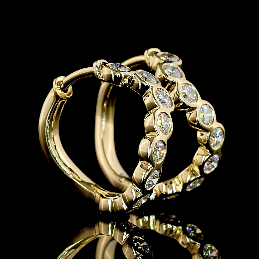 1 CT Round Lab Grown Diamond Huggie Earrings in 14K Yellow Gold — Laura Milman New York
