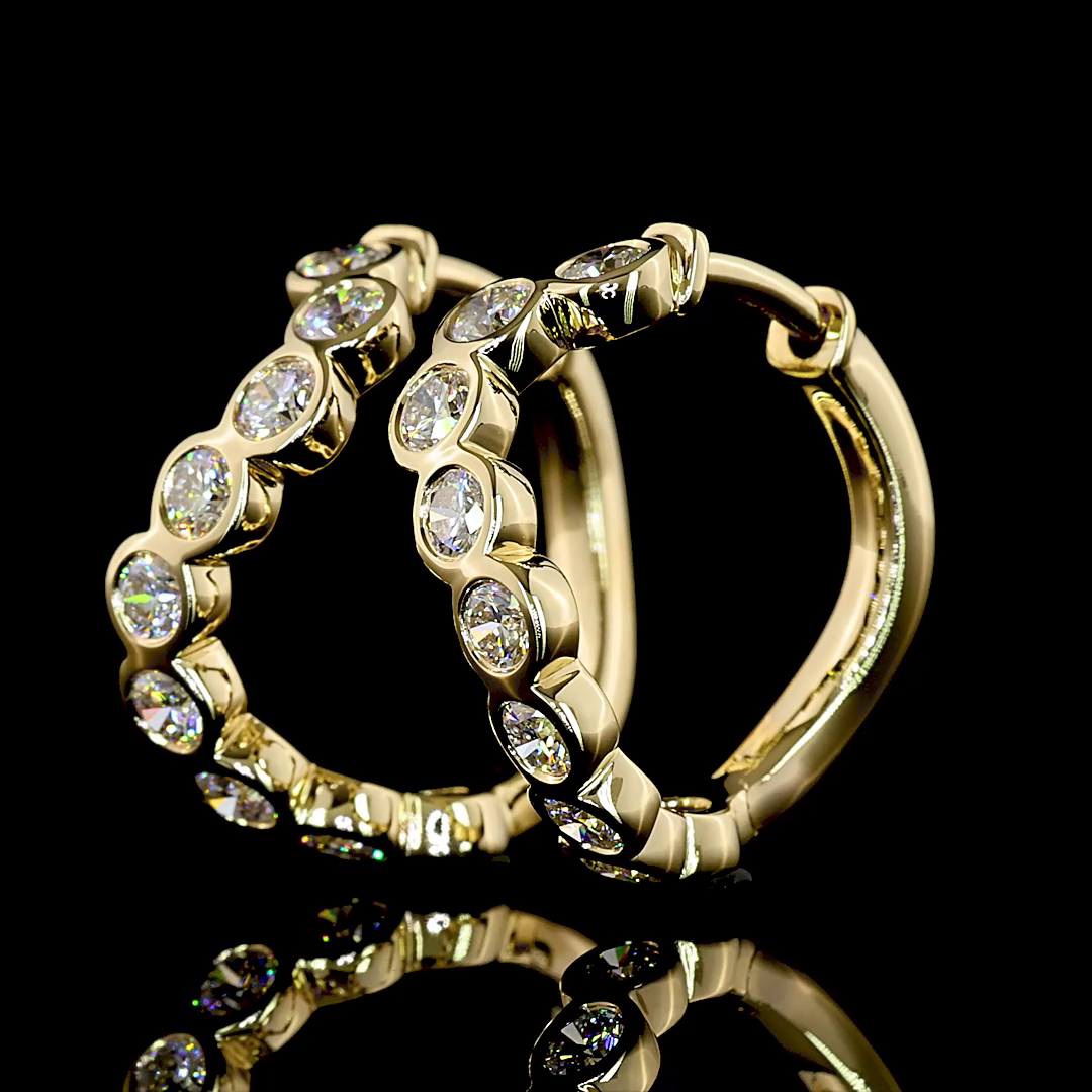 1 CT Round Lab Grown Diamond Huggie Earrings in 14K Yellow Gold — Laura Milman New York
