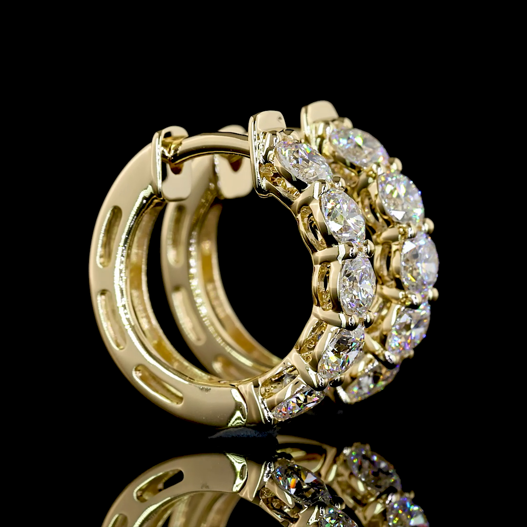 1 CT Round Lab Grown Diamond Huggie Earrings in 14K Yellow Gold — Laura Milman New York