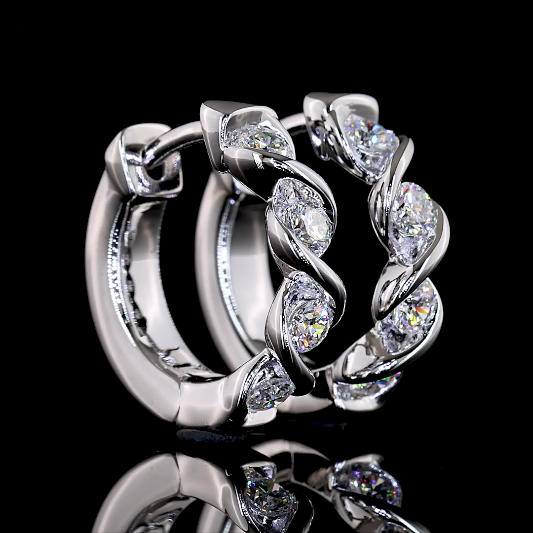 0.41 CT Round Lab Grown Diamond Huggie Earrings in 14K White Gold — Laura Milman New York