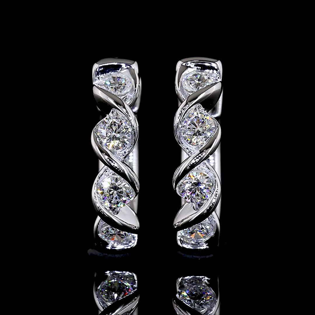 0.41 CT Round Lab Grown Diamond Huggie Earrings in 14K White Gold — Laura Milman New York