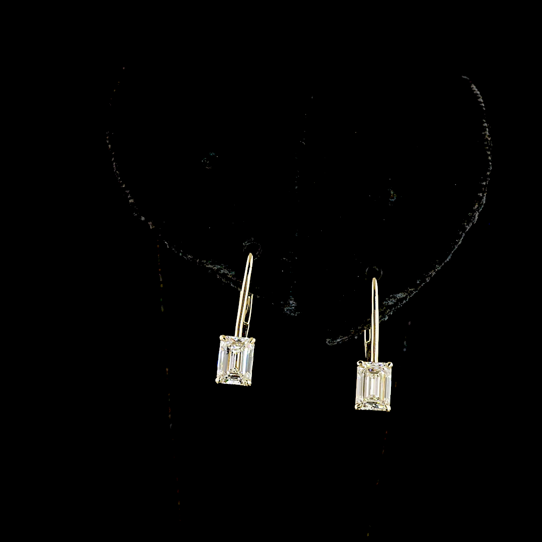 1.08 CT Emerald Lab Grown Diamond Drop Earrings in 14K Yellow Gold — Laura Milman New York
