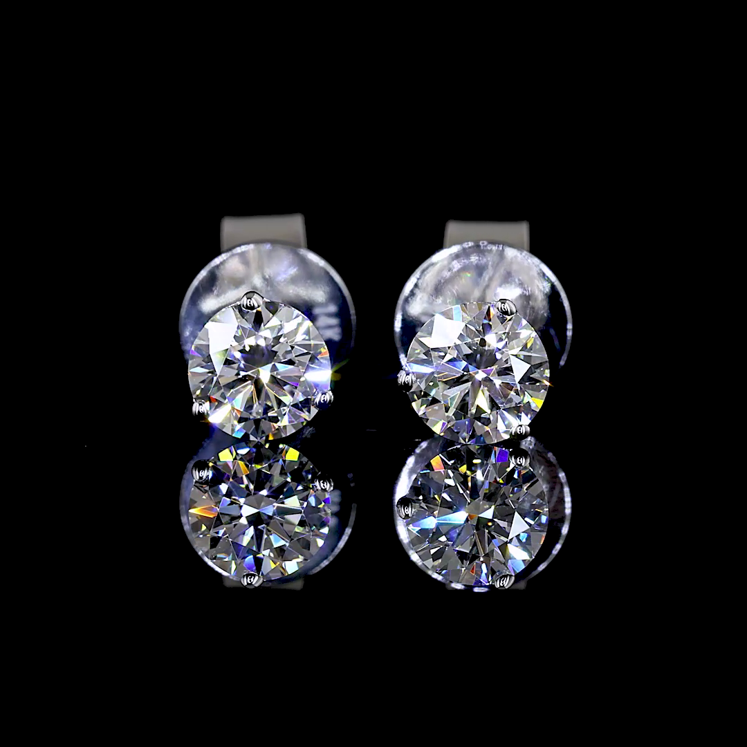 Lab-Grown Round Diamond Martini Stud Earrings — Prong — 0.49 ct total per pair 14K WHITE GOLD — Laura Milman New York