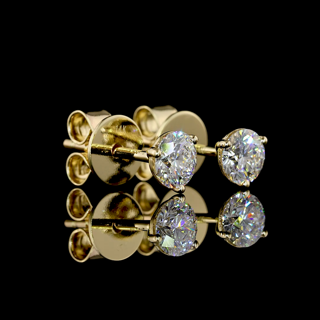 Lab-Grown Round Diamond Martini Stud Earrings — Prong — 0.50 ct total per pair 14K YELLOW GOLD — Laura Milman New York
