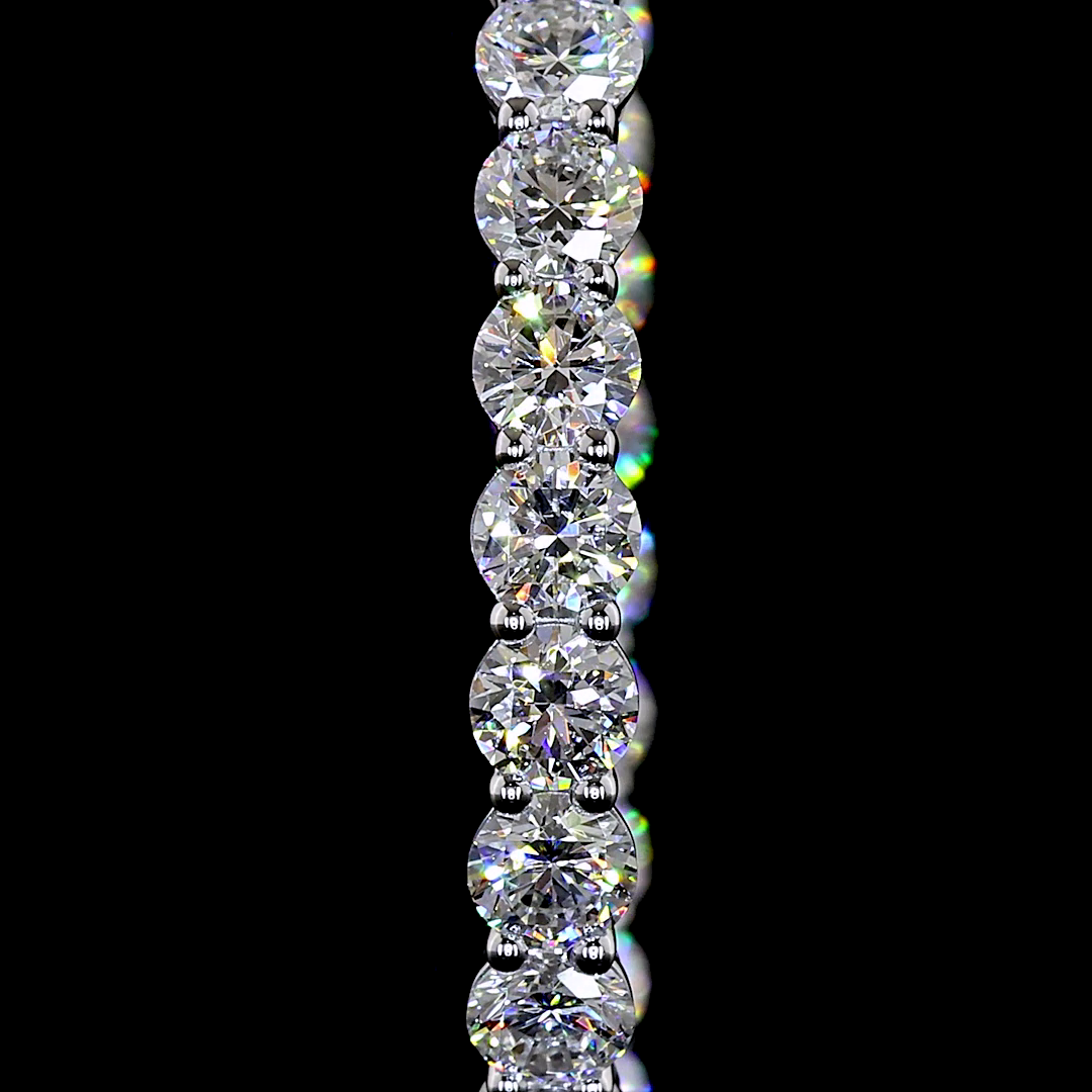 Lab-Grown Round Diamond Hoops Earring — Prong,  — 6.85 ct total per pair 14K WHITE GOLD — Laura Milman New York
