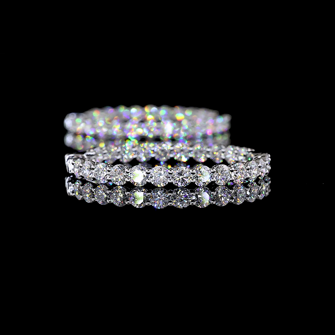 Lab-Grown Round Diamond Hoops Earring — Prong,  — 6.85 ct total per pair 14K WHITE GOLD — Laura Milman New York