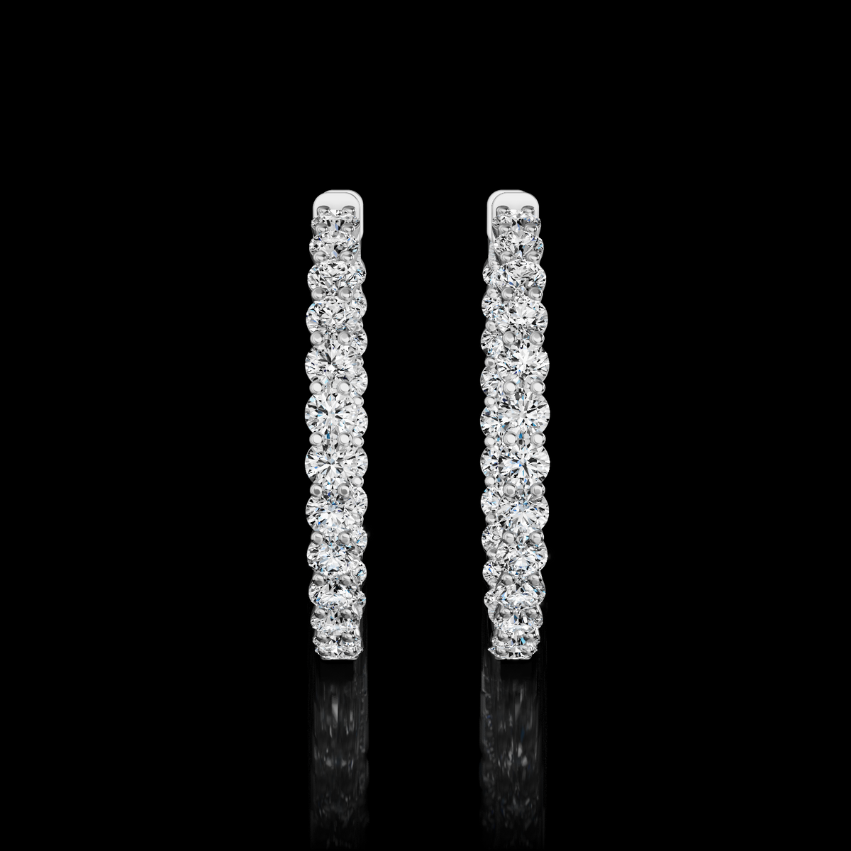 4.34 CT Round Lab Grown Diamond Hoop Earrings in 14K White Gold — Laura Milman New York