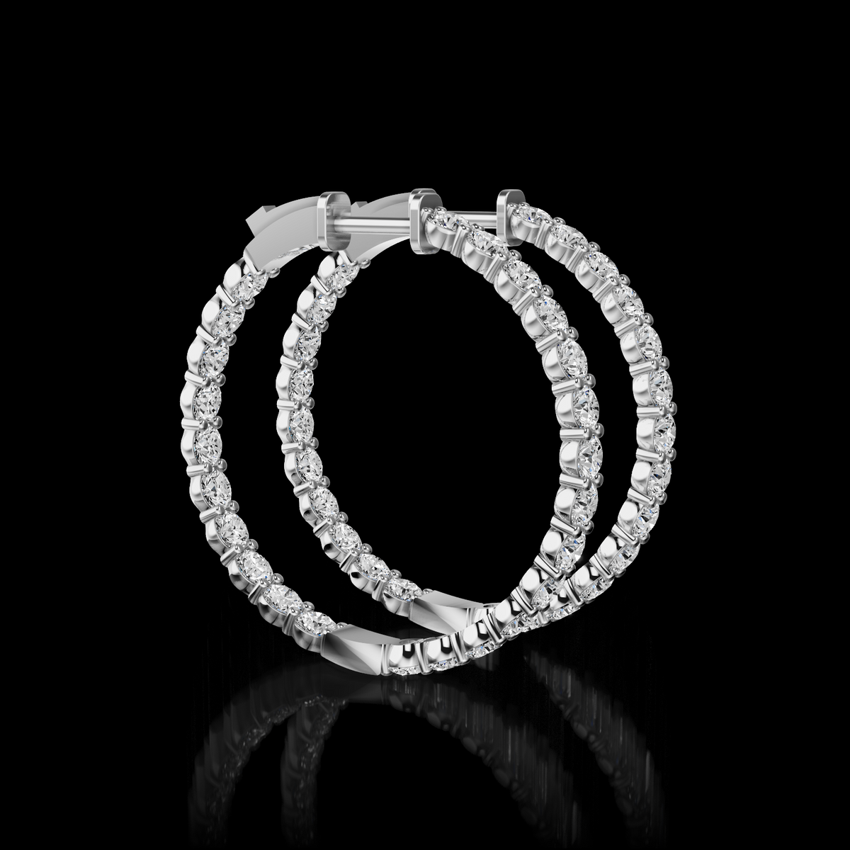 4.34 CT Round Lab Grown Diamond Hoop Earrings in 14K White Gold — Laura Milman New York