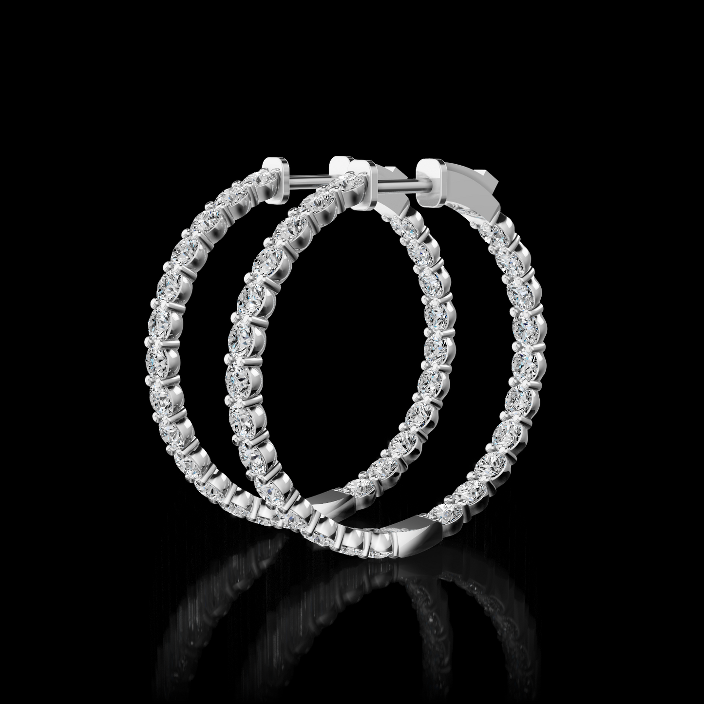 4.34 CT Round Lab Grown Diamond Hoop Earrings in 14K White Gold