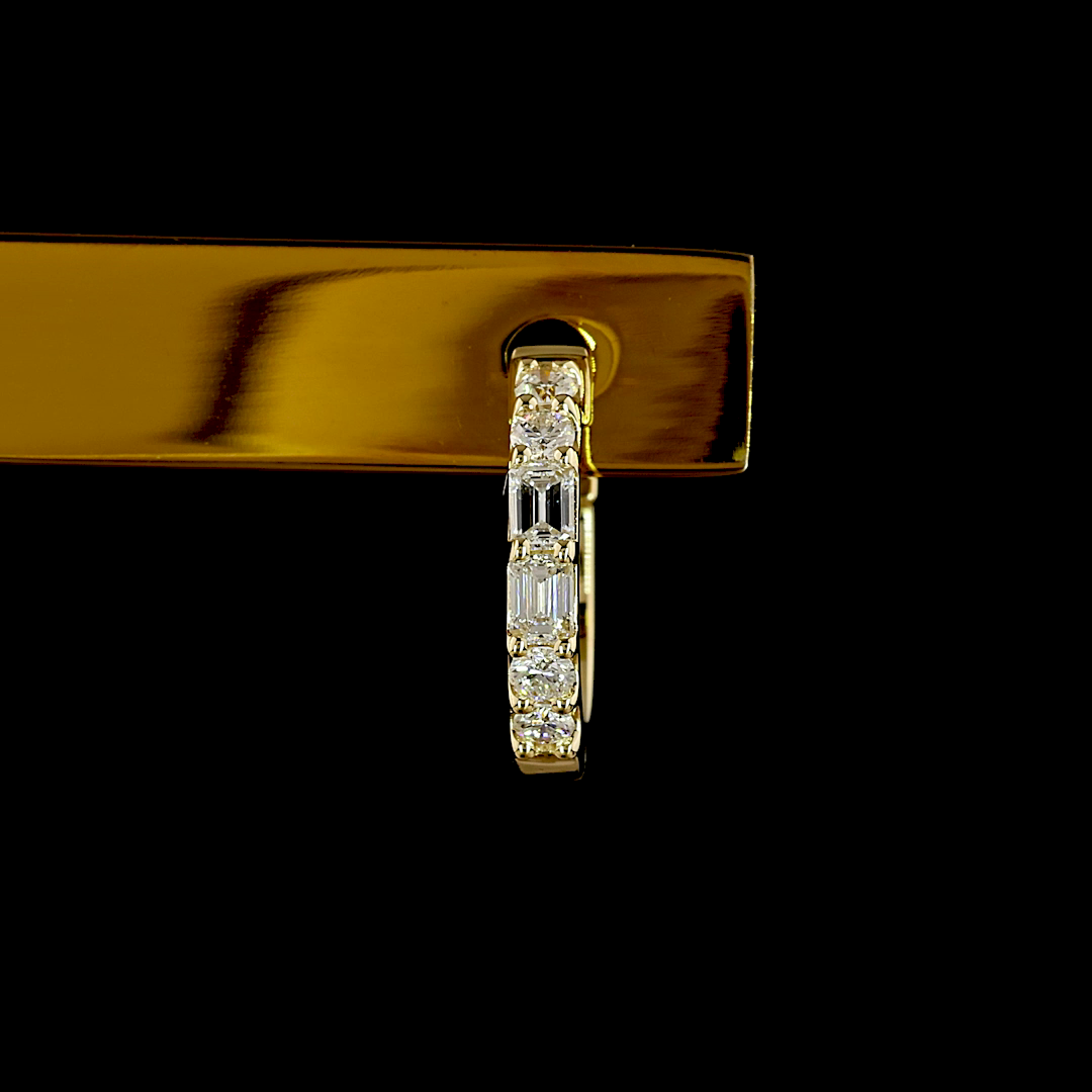 0.41 CT Emerald Lab Grown Diamond Huggie Earrings in 14K Yellow Gold — Laura Milman New York