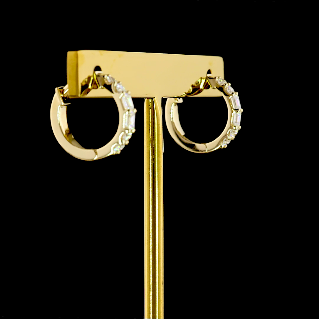 0.41 CT Emerald Lab Grown Diamond Huggie Earrings in 14K Yellow Gold — Laura Milman New York