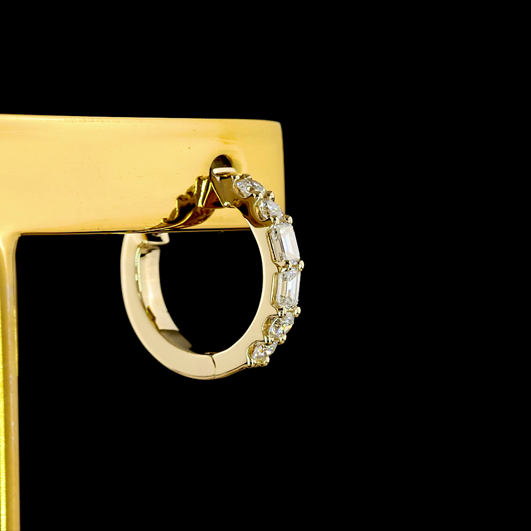 0.41 CT Emerald Lab Grown Diamond Huggie Earrings in 14K Yellow Gold — Laura Milman New York
