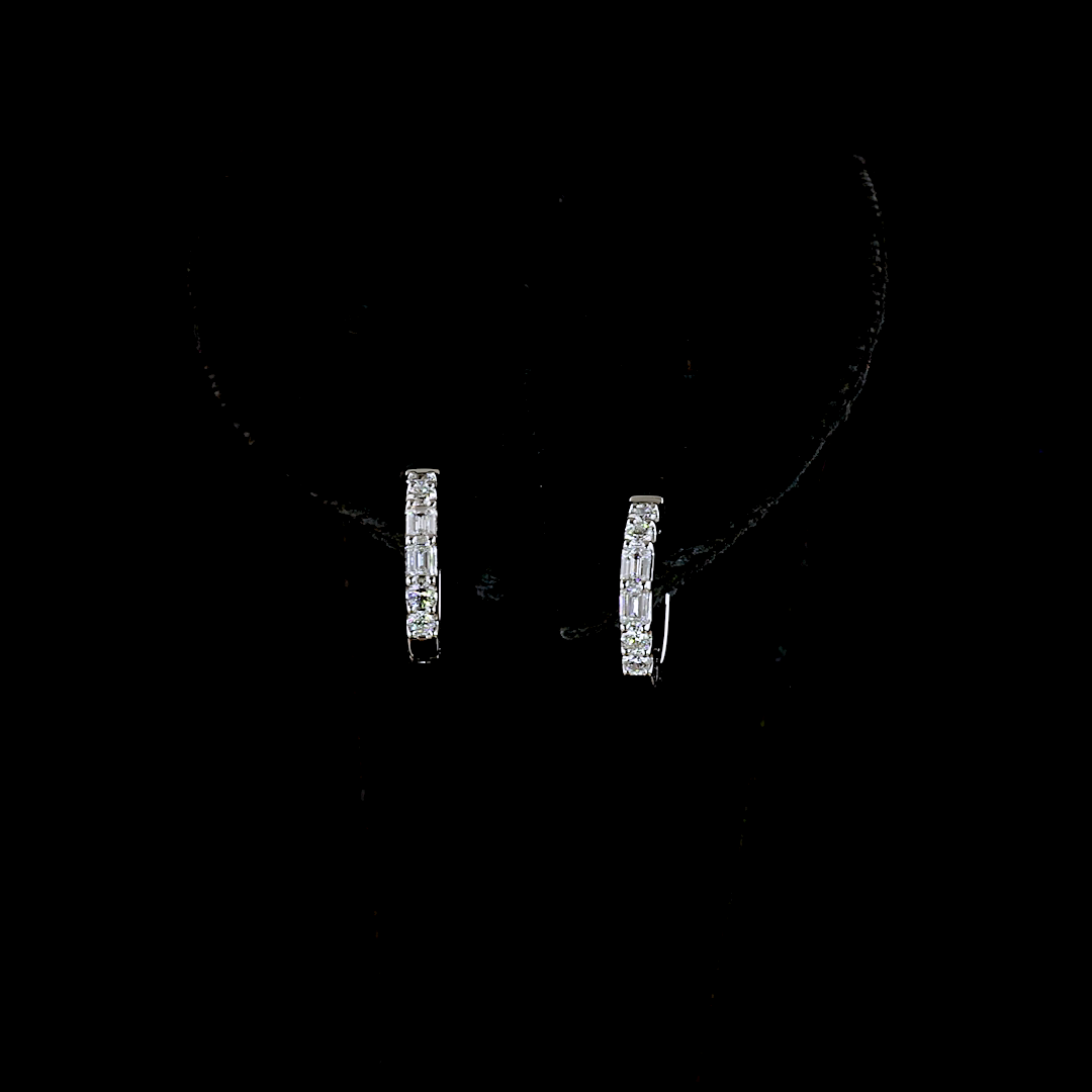 0.37 CT Emerald Lab Grown Diamond Huggie Earrings in 14K White Gold — Laura Milman New York