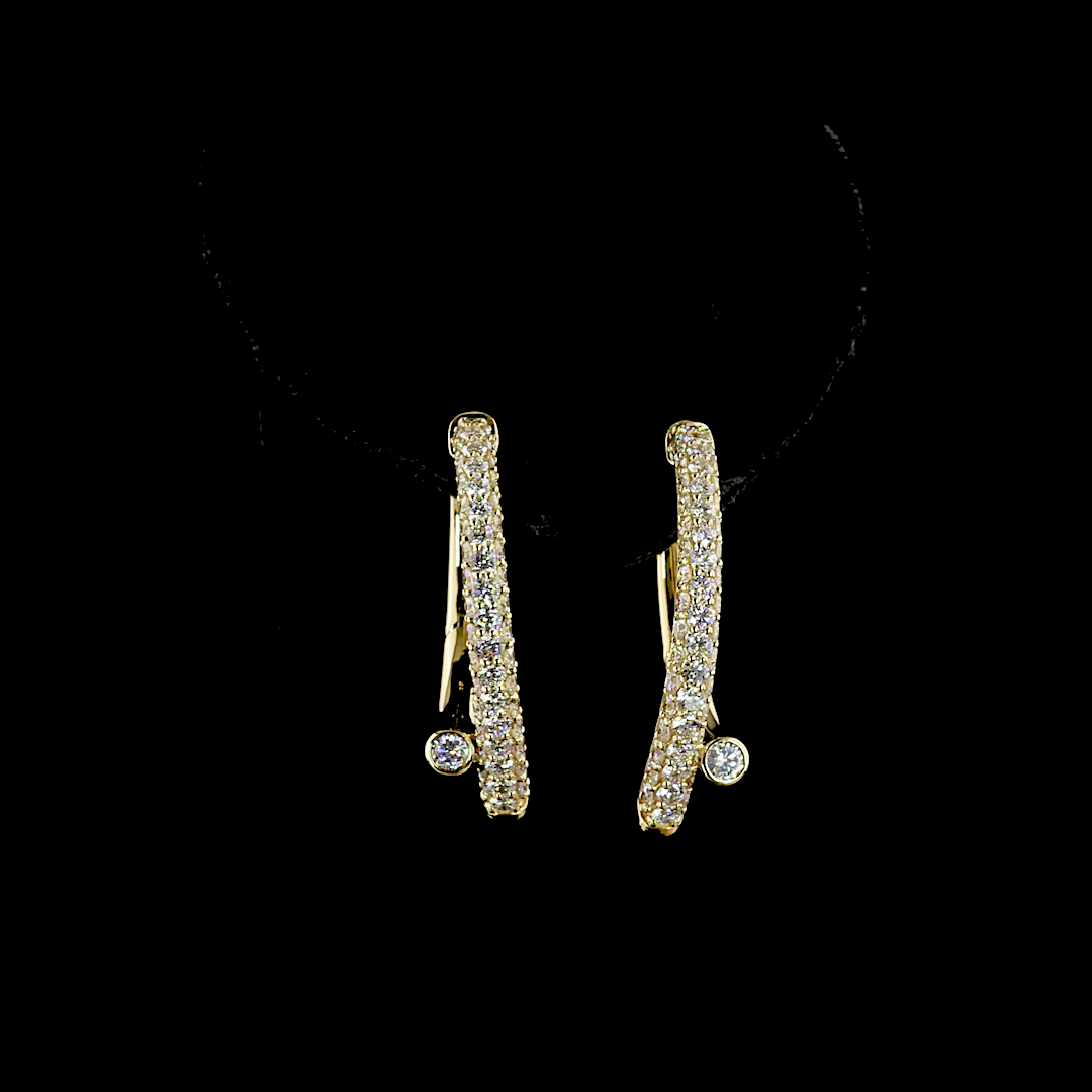2.46 CT Round Lab Grown Diamond Huggie Earrings in 14K Yellow Gold — Laura Milman New York