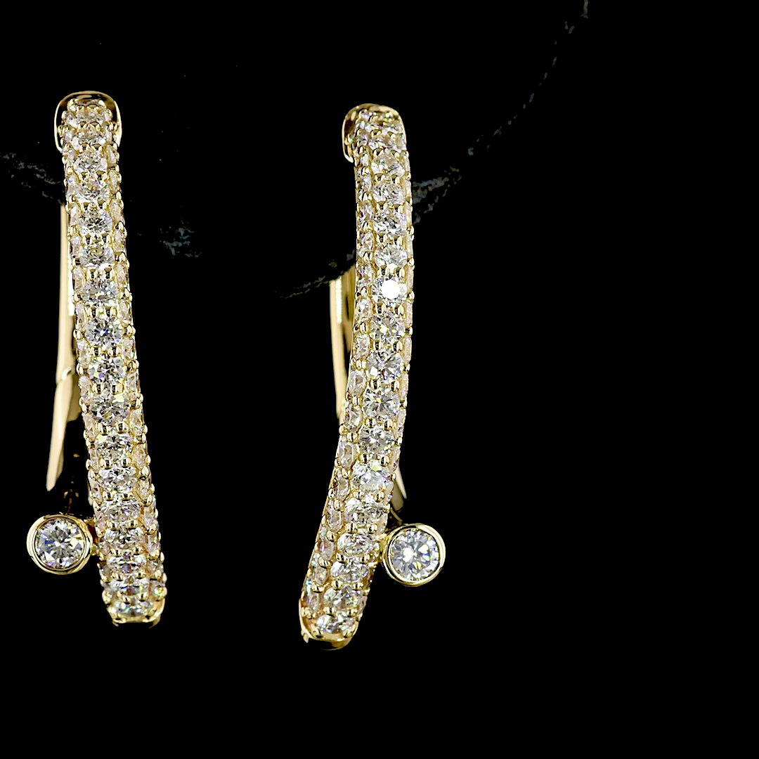 2.46 CT Round Lab Grown Diamond Huggie Earrings in 14K Yellow Gold — Laura Milman New York