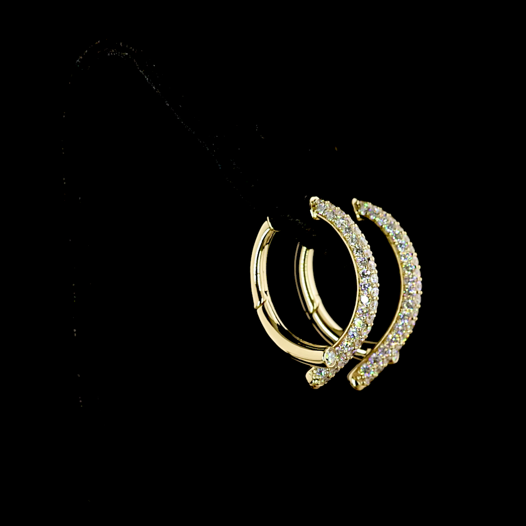 2.46 CT Round Lab Grown Diamond Huggie Earrings in 14K Yellow Gold — Laura Milman New York