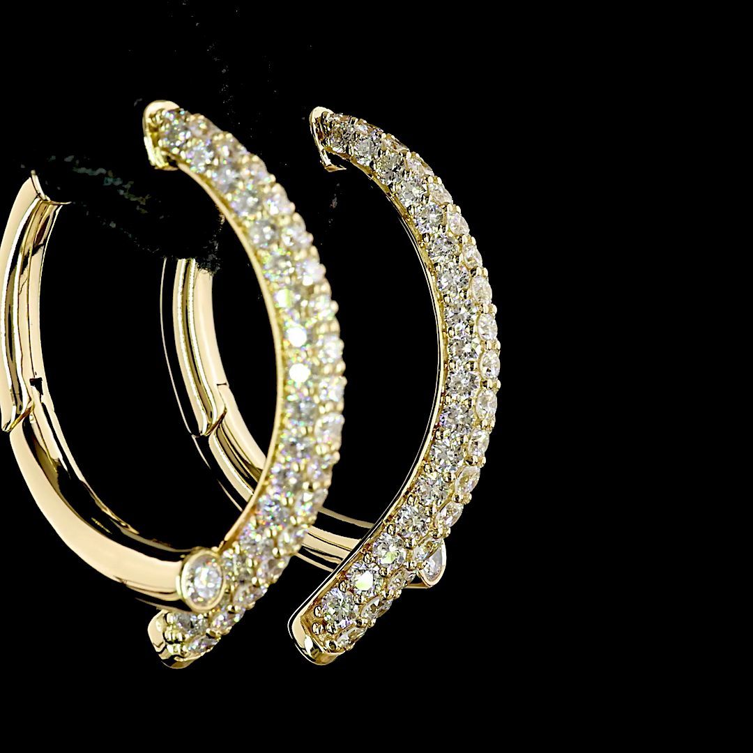 2.46 CT Round Lab Grown Diamond Huggie Earrings in 14K Yellow Gold — Laura Milman New York