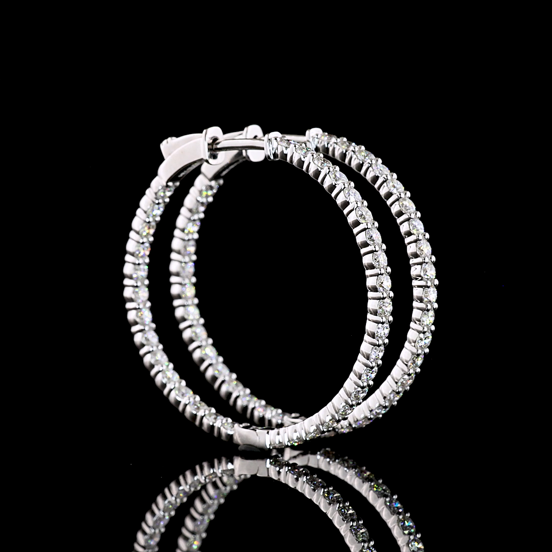 2.01 CT Round Lab Grown Diamond Hoop Earrings in Sterling Silver — Laura Milman New York