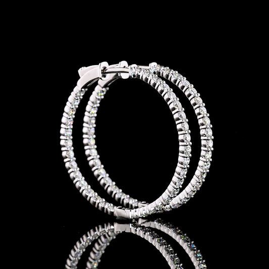 2.01 CT Round Lab Grown Diamond Hoop Earrings in Sterling Silver