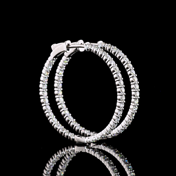 2.01 CT Round Lab Grown Diamond Hoop Earrings in Sterling Silver