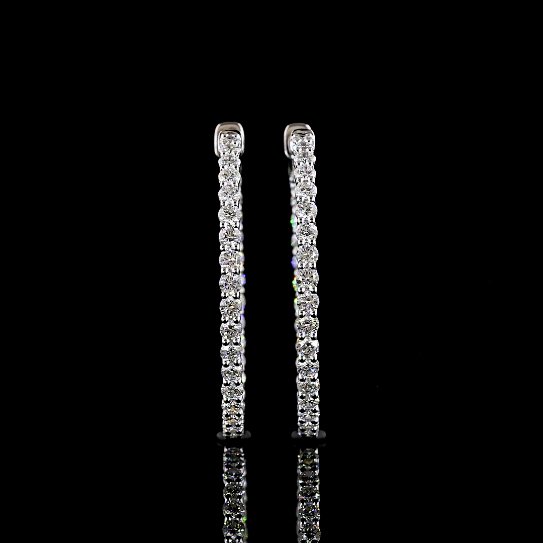 2.01 CT Round Lab Grown Diamond Hoop Earrings in Sterling Silver — Laura Milman New York