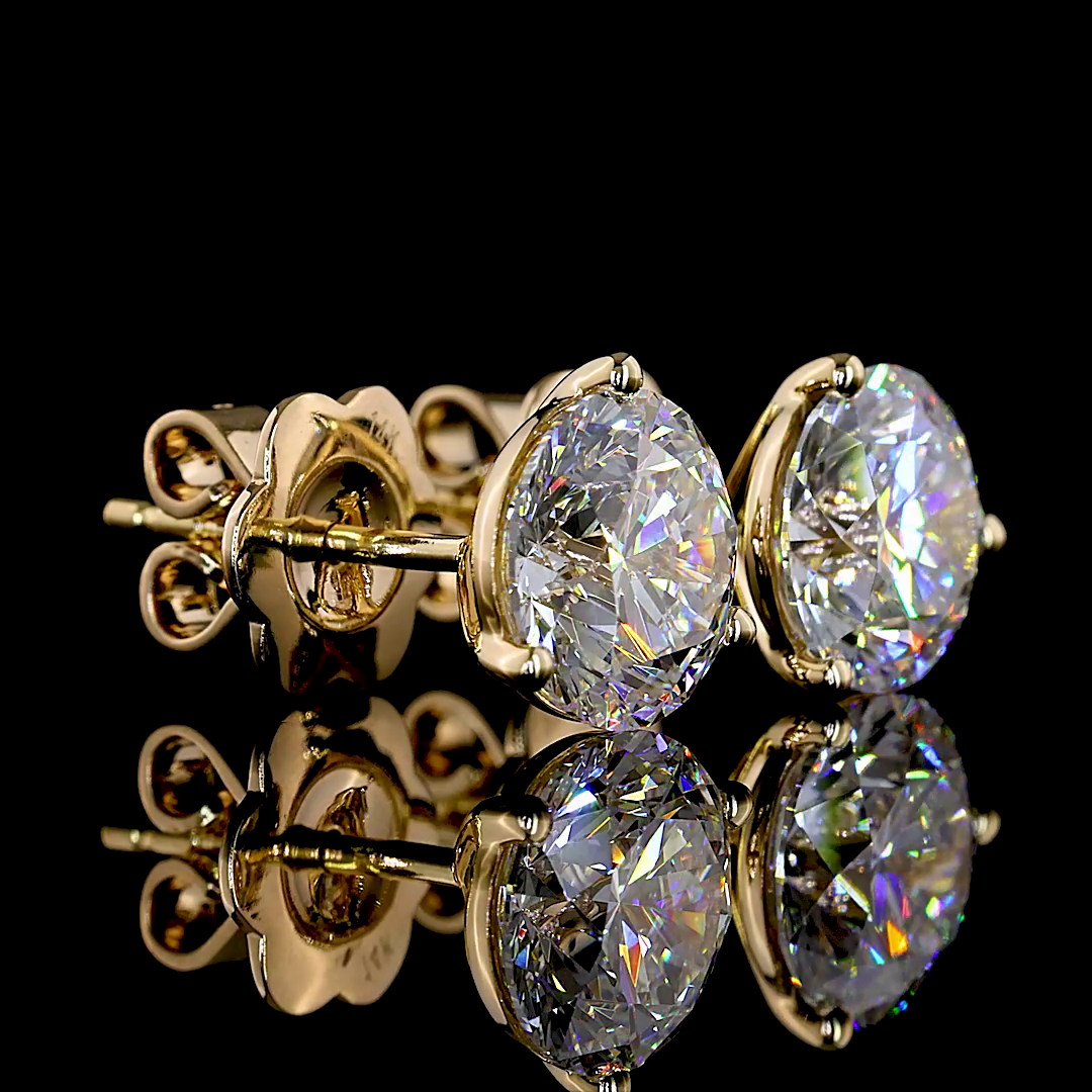 Lab-Grown Round Diamond Martini Stud Earrings — Prong — 3.02 ct total per pair 14K YELLOW GOLD — Laura Milman New York