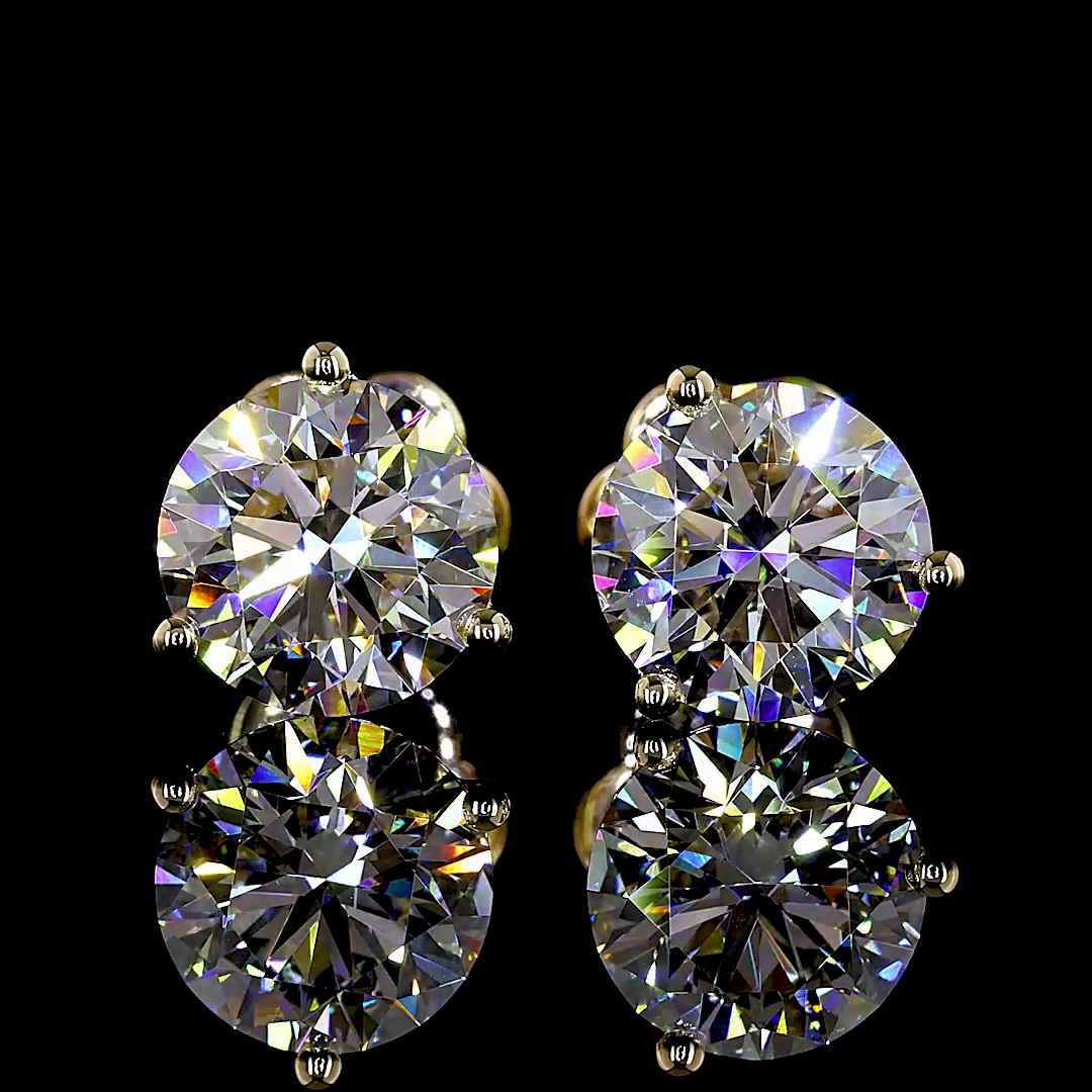 Lab-Grown Round Diamond Martini Stud Earrings — Prong — 3.02 ct total per pair 14K YELLOW GOLD — Laura Milman New York