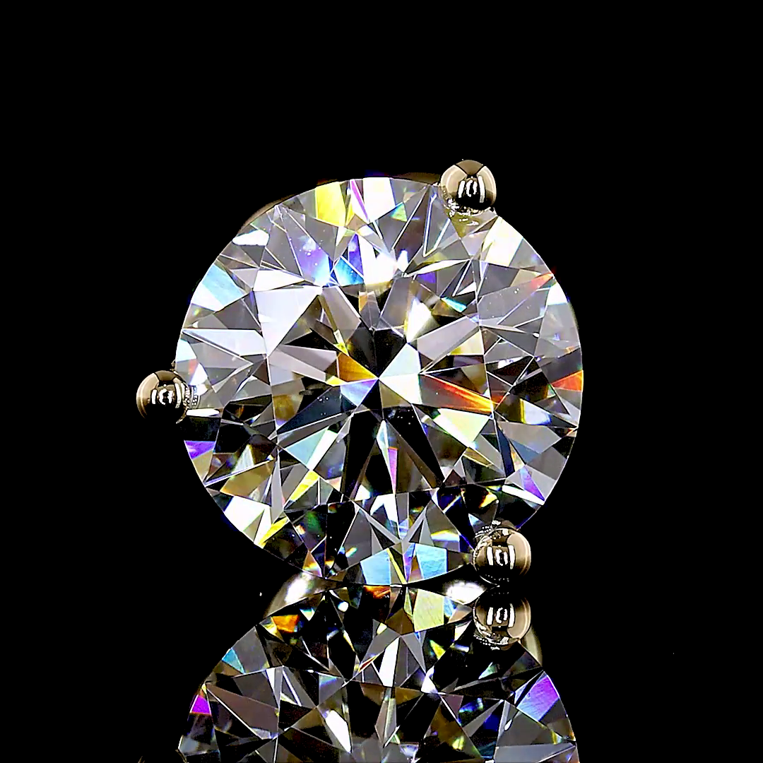 Lab-Grown Round Diamond Martini Stud Earrings — Prong — 3.02 ct total per pair 14K YELLOW GOLD — Laura Milman New York