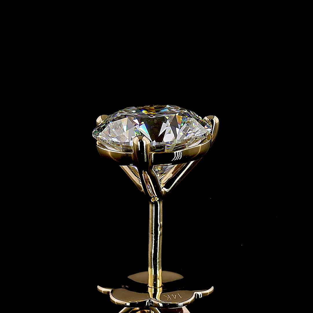 Lab-Grown Round Diamond Martini Stud Earrings — Prong — 3.02 ct total per pair 14K YELLOW GOLD — Laura Milman New York