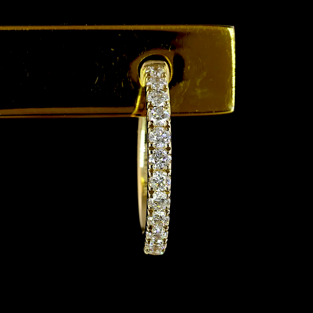 Lab-Grown Round Diamond Hoops Earring — Prong,  — 2.10 ct total per pair 14K YELLOW GOLD — Laura Milman New York