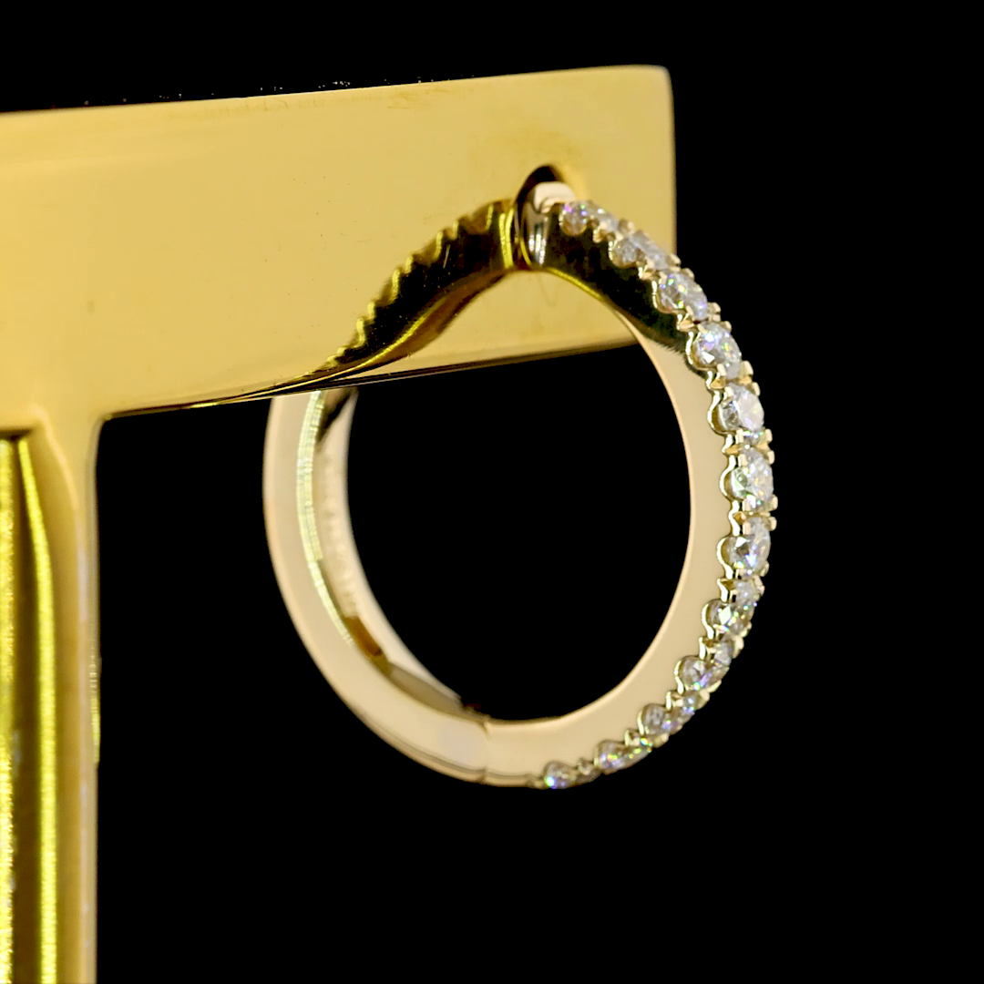 Lab-Grown Round Diamond Hoops Earring — Prong,  — 2.10 ct total per pair 14K YELLOW GOLD — Laura Milman New York