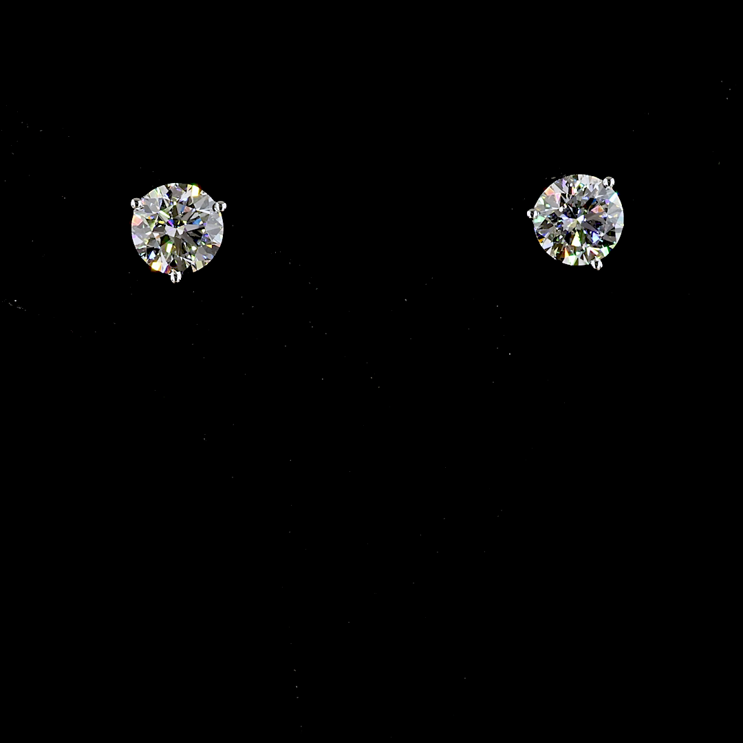 Lab-Grown Round Diamond Martini Stud Earrings — Prong — 5.10 ct total per pair 14K WHITE GOLD — Laura Milman New York