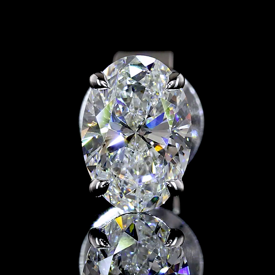 Lab-Grown Oval Diamond Studs Earring — Prong, North South — 1.06 ct total per pair 14K WHITE GOLD — Laura Milman New York