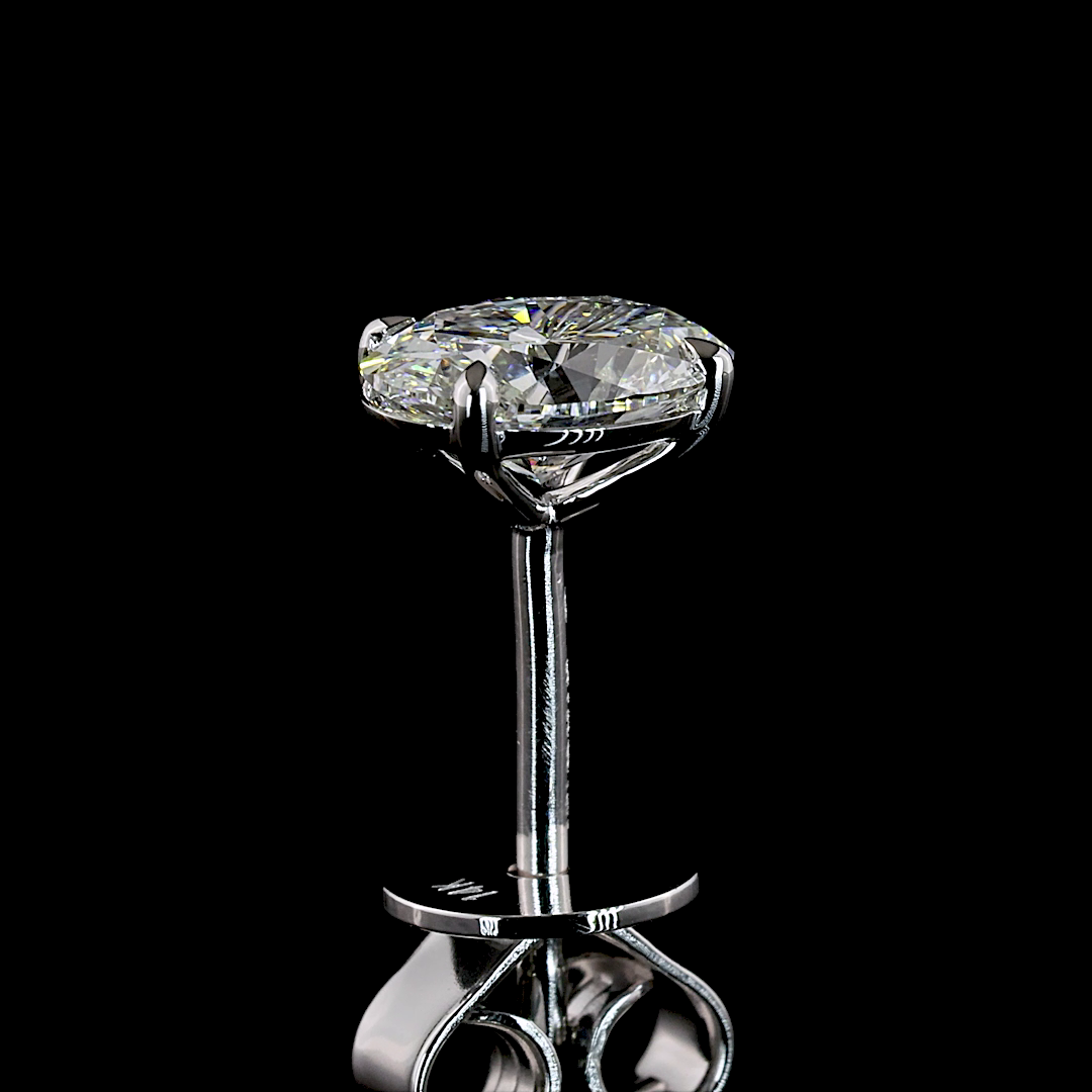 Lab-Grown Oval Diamond Studs Earring — Prong, North South — 1.06 ct total per pair 14K WHITE GOLD — Laura Milman New York