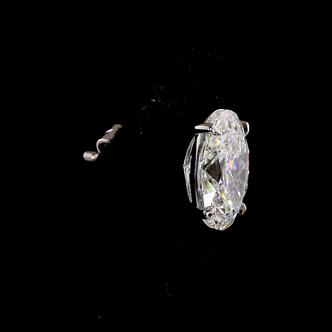 Lab-Grown Oval Diamond Studs Earring — Prong, North South — 4.07 ct total per pair 14K WHITE GOLD — Laura Milman New York