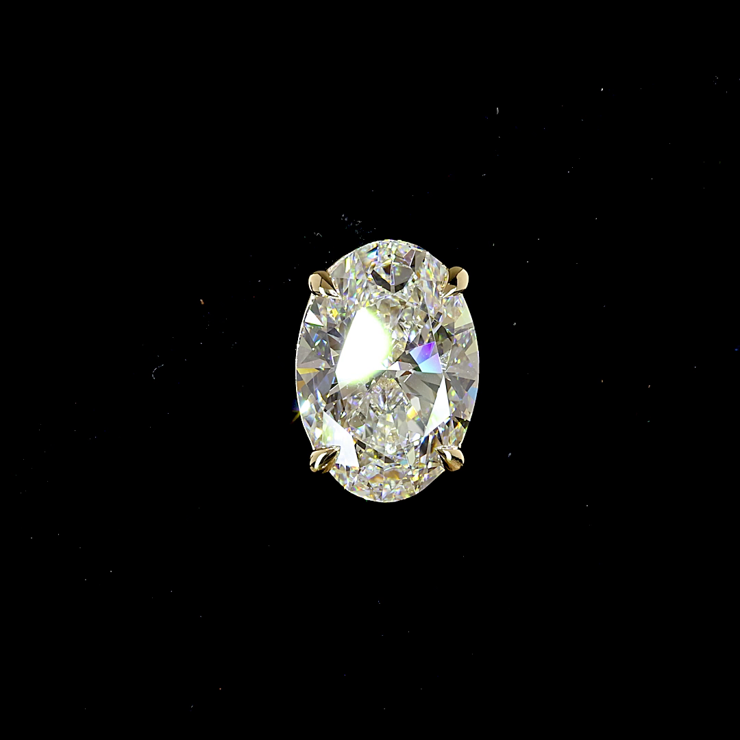 Lab-Grown Oval Diamond Studs Earring — Prong, North South — 4.00 ct total per pair 14K YELLOW GOLD — Laura Milman New York