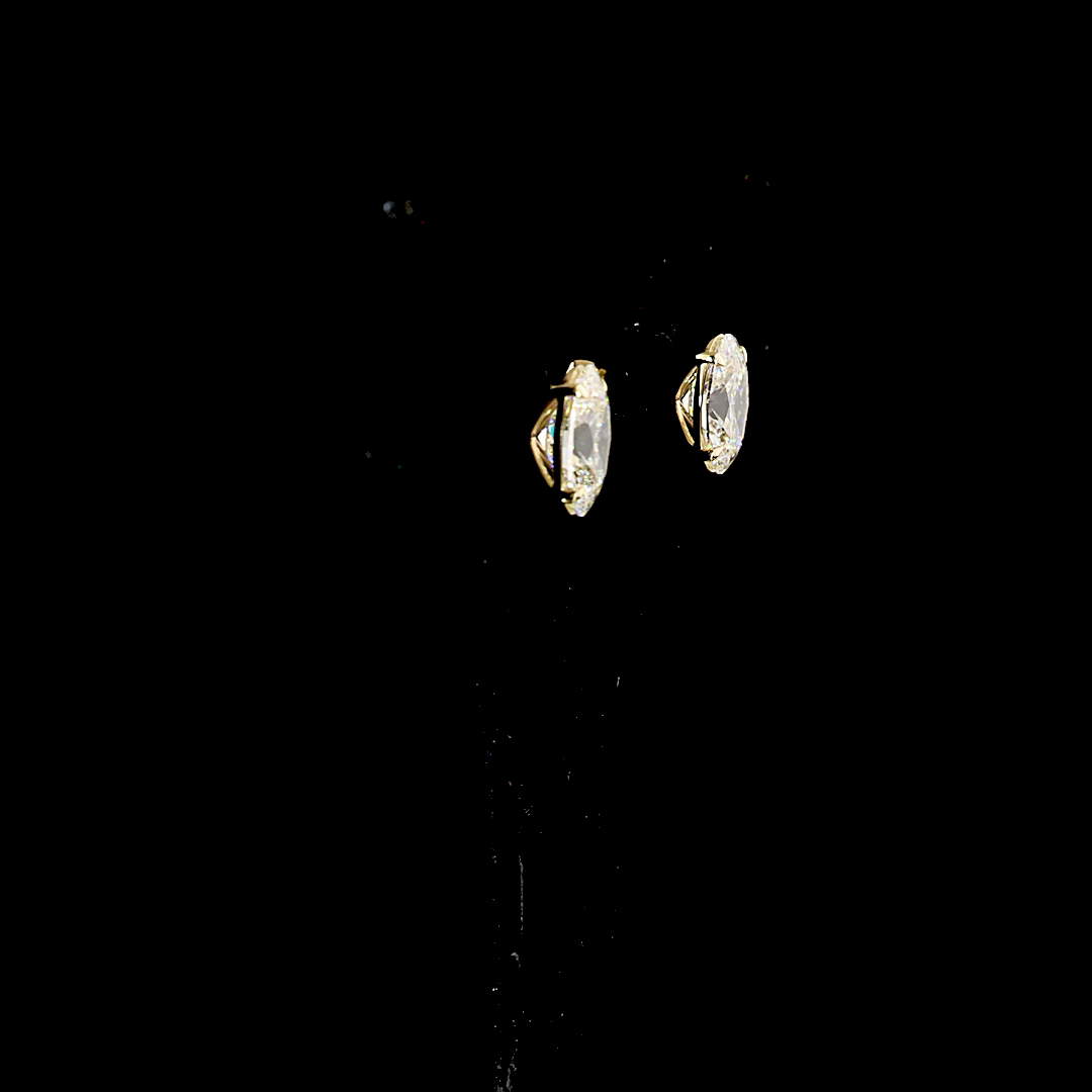 Lab-Grown Oval Diamond Studs Earring — Prong, North South — 4.00 ct total per pair 14K YELLOW GOLD — Laura Milman New York