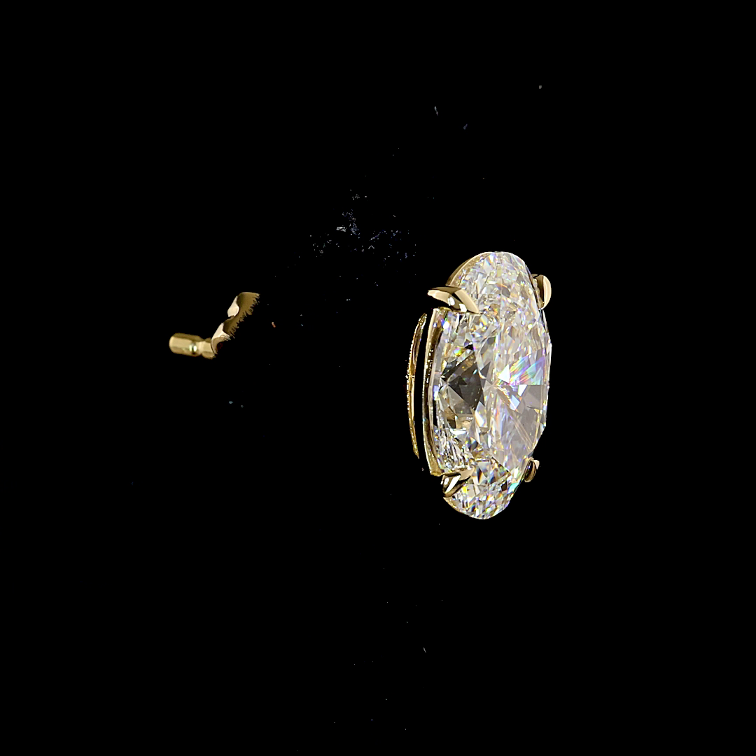 Lab-Grown Oval Diamond Studs Earring — Prong, North South — 4.00 ct total per pair 14K YELLOW GOLD — Laura Milman New York