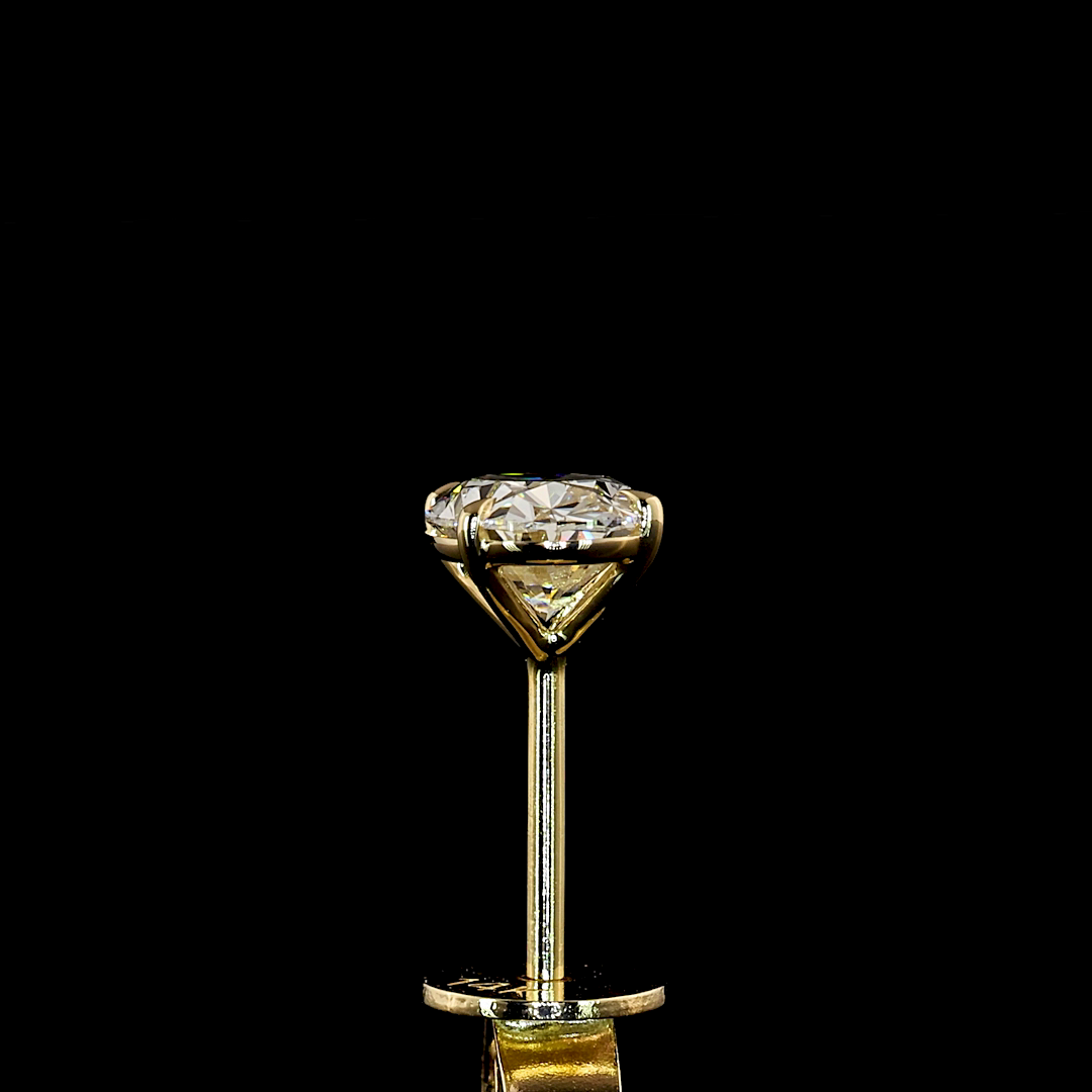 Lab-Grown Oval Diamond Studs Earring — Prong, North South — 1.36 ct total per pair 14K YELLOW GOLD — Laura Milman New York
