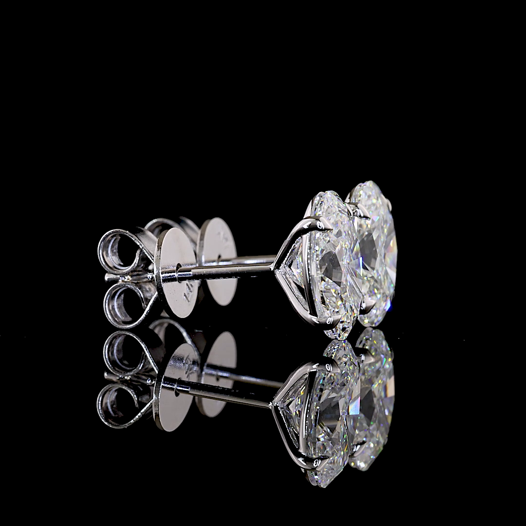 Lab-Grown Oval Diamond Studs Earring — Prong, North South — 2.55 ct total per pair 14K WHITE GOLD — Laura Milman New York