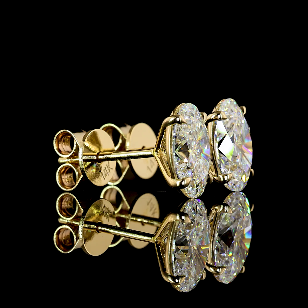 Lab-Grown Oval Diamond Studs Earring — Prong, North South — 2.56 ct total per pair 14K YELLOW GOLD — Laura Milman New York