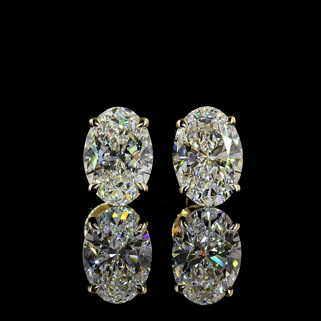 Lab-Grown Oval Diamond Studs Earring — Prong, North South — 2.56 ct total per pair 14K YELLOW GOLD — Laura Milman New York