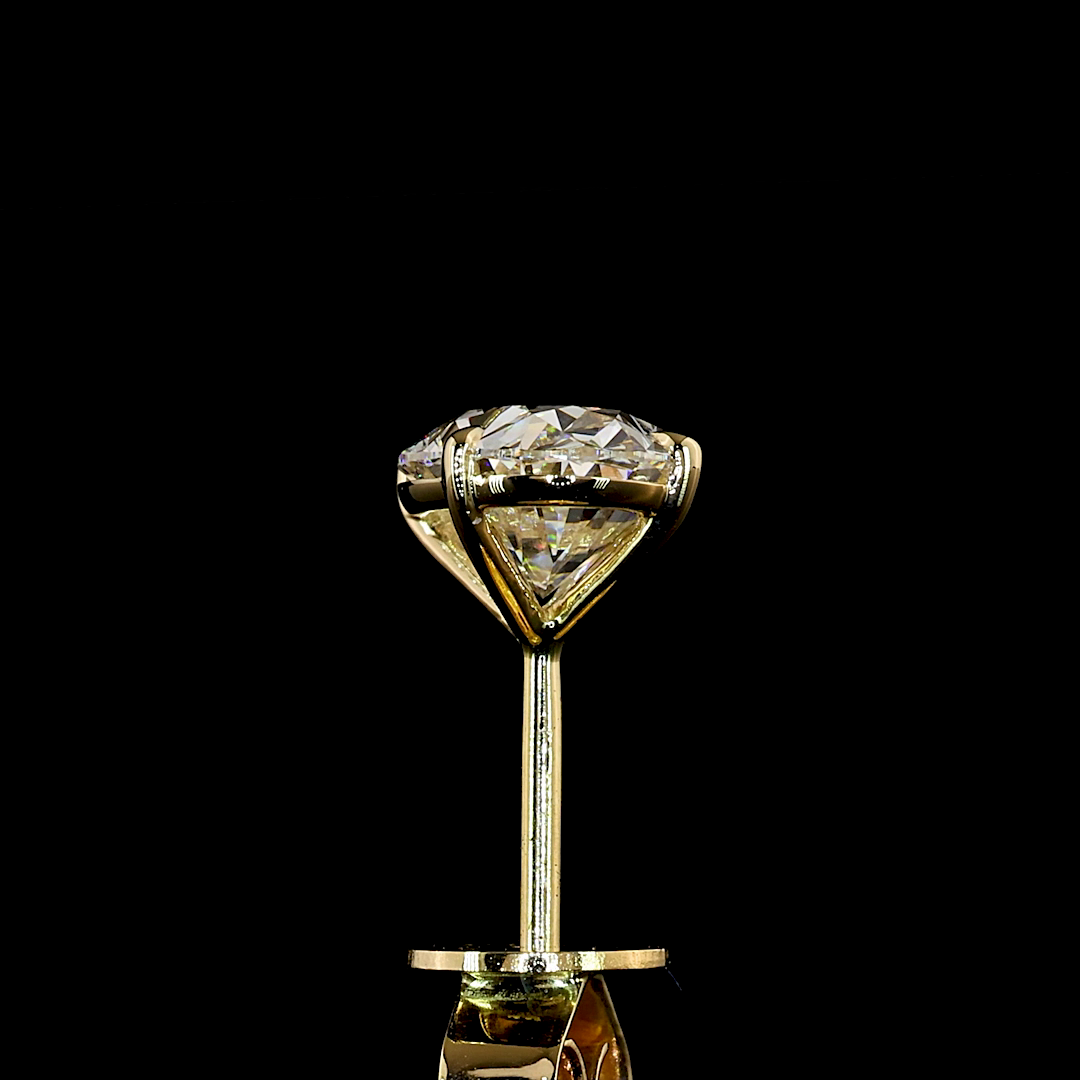 Lab-Grown Oval Diamond Studs Earring — Prong, North South — 2.56 ct total per pair 14K YELLOW GOLD — Laura Milman New York