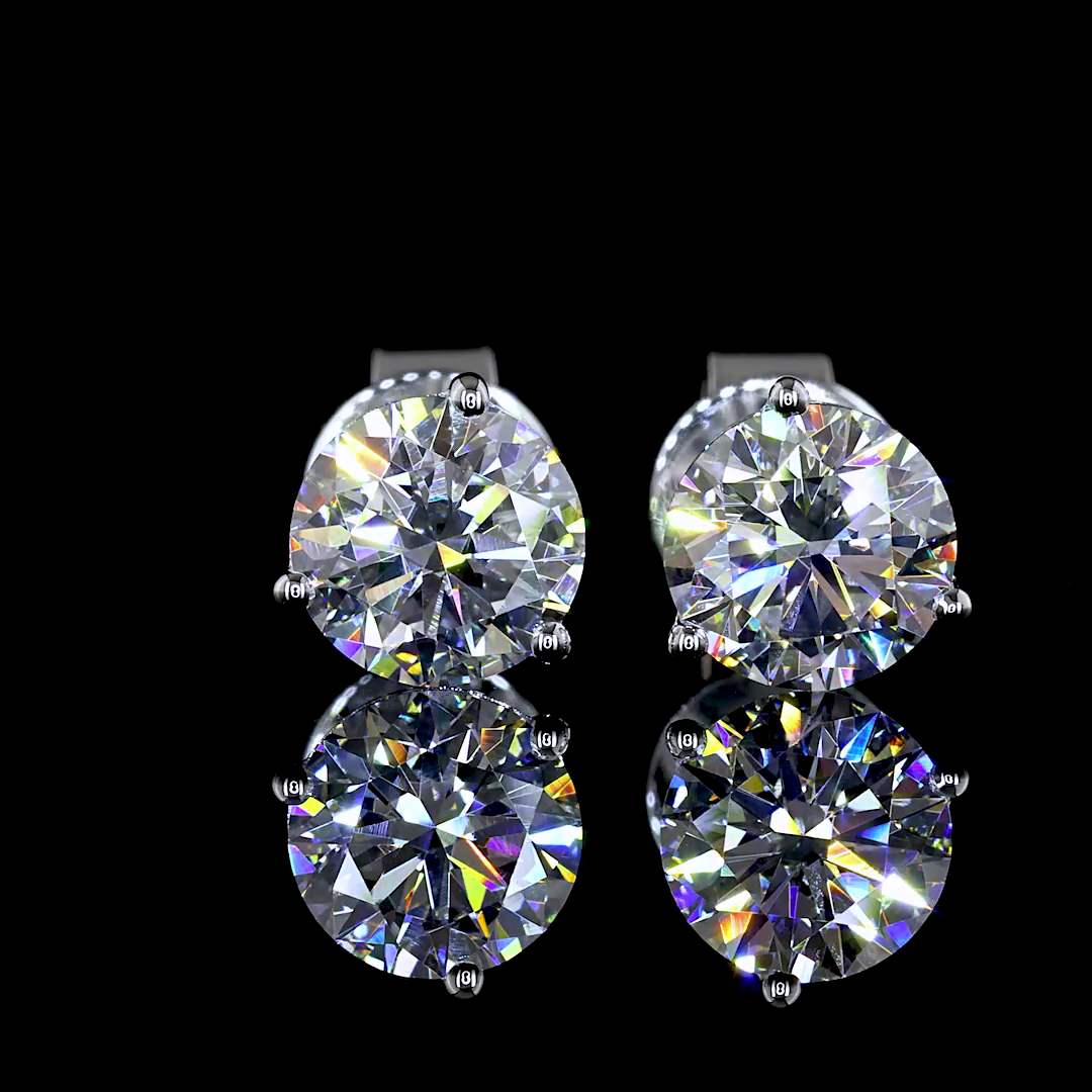 Lab-Grown Round Diamond Martini Stud Earrings — Prong — 1.49 ct total per pair 14K WHITE GOLD — Laura Milman New York
