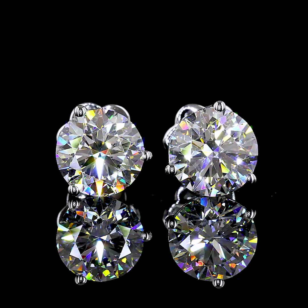 Lab-Grown Round Diamond Martini Stud Earrings — Prong — 3.04 ct total per pair 14K WHITE GOLD — Laura Milman New York