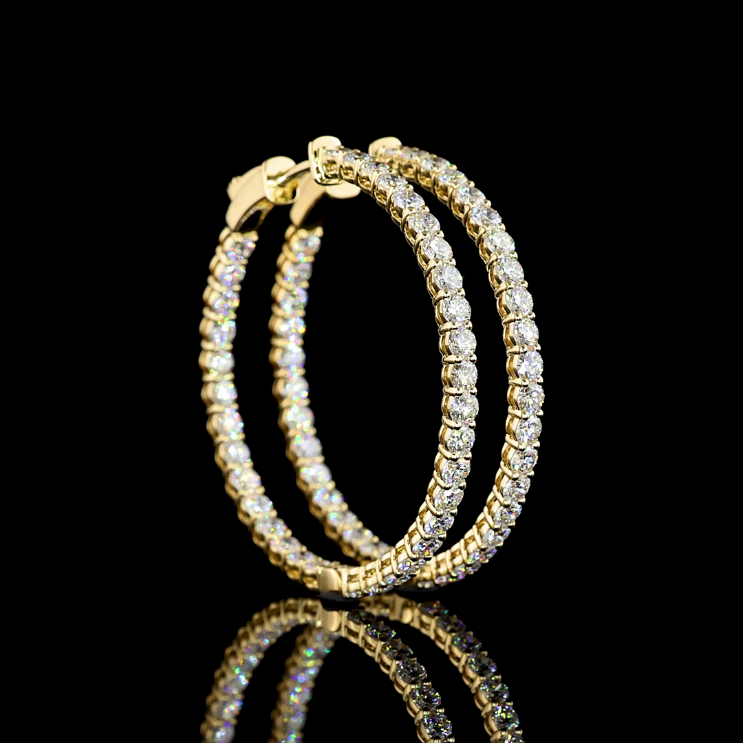 2.78 CT Round Lab Grown Diamond Hoop Earrings in 14K Yellow Gold — Laura Milman New York