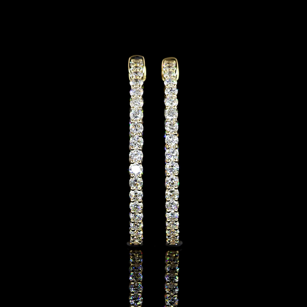 2.78 CT Round Lab Grown Diamond Hoop Earrings in 14K Yellow Gold