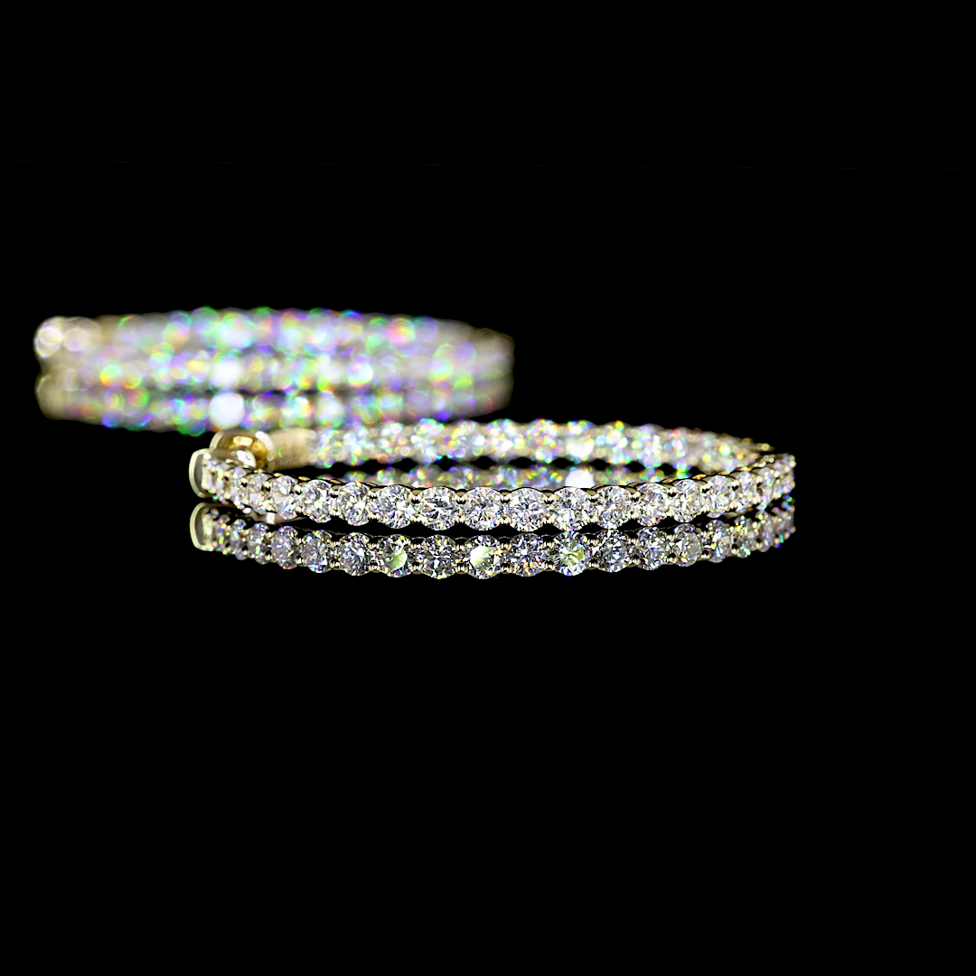 2.78 CT Round Lab Grown Diamond Hoop Earrings in 14K Yellow Gold — Laura Milman New York