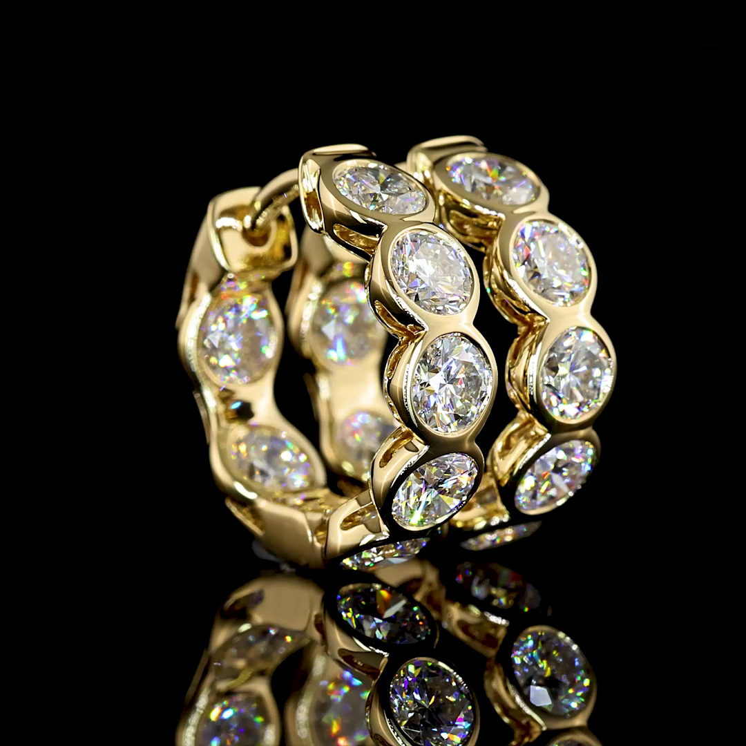 2.01 CT Round Lab Grown Diamond Huggie Earrings in 14K Yellow Gold — Laura Milman New York
