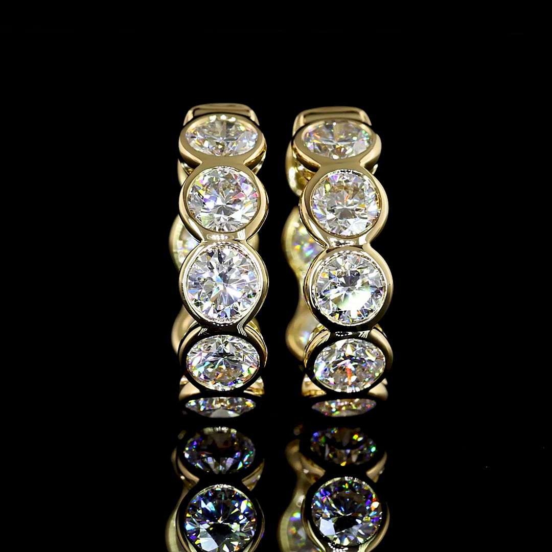 2.01 CT Round Lab Grown Diamond Huggie Earrings in 14K Yellow Gold — Laura Milman New York